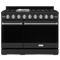 Gordon Ramsay by THOR Kitchen 48" 6.8 cu. ft. Professional Natural Gas Range in Matte Black with Stainless Steel Accents, RSG48EB-SS