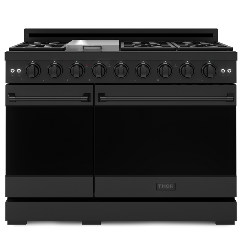 Gordon Ramsay by THOR Kitchen 48" 6.8 cu. ft. Professional Natural Gas Range in Matte Black, RSG48EB