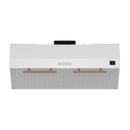 FORNO Espresso Bari 30" 400 CFM Under Cabinet Range Hood in White with Antique Brass Handles, FRHUC5255-30WHT