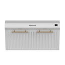 FORNO Espresso Bari 30" 400 CFM Under Cabinet Range Hood in White with Antique Brass Handles, FRHUC5255-30WHT