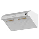 FORNO Espresso Bari 30" 400 CFM Under Cabinet Range Hood in White with Antique Brass Handles, FRHUC5255-30WHT