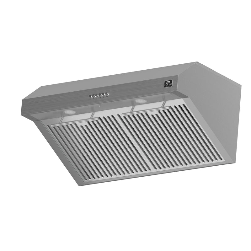 FORNO Espresso Bari 30" 400 CFM Under Cabinet Range Hood in Stainless Steel with Silver Handles, FRHUC5255-30