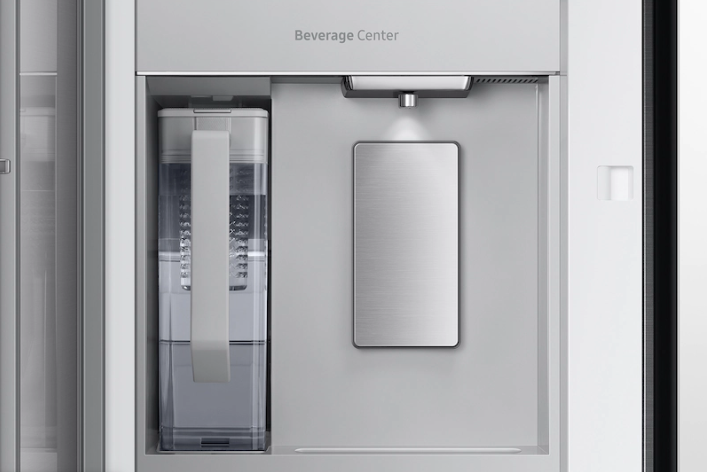 Samsung Bespoke 3-Door French Door Refrigerator (30 cu. ft.) with Beverage Center™ in White Glass