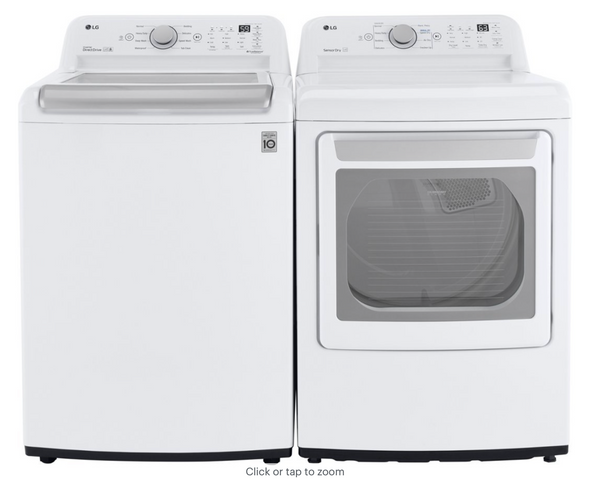 LG - 5.0 Cu. Ft. High-Efficiency Smart Top Load Washer with 6Motion Technology with LG 7.3-cu ft Electric Dryer (White) ENERGY STAR