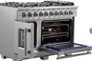 FORNO 48-in 8 Burners 4.32-cu ft / 2.26-cu ft Convection Oven Freestanding Gas Double Oven Gas Range (Stainless Steel)