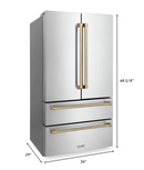 ZLINE Autograph Package - 36 In. Dual Fuel Range, Range Hood, Refrigerator, and Dishwasher in Black Stainless Steel with Champagne Bronze Accents, 4AKPR-RABRHDWV36-CB