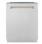 ZLINE Autograph Package - 36 In. Dual Fuel Range, Range Hood, Refrigerator, and Dishwasher in Black Stainless Steel with Champagne Bronze Accents, 4AKPR-RABRHDWV36-CB