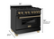 ZLINE Autograph Package - 36 In. Dual Fuel Range, Range Hood, Refrigerator, and Dishwasher in Black Stainless Steel with Champagne Bronze Accents, 4AKPR-RABRHDWV36-CB