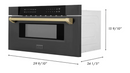 ZLINE Autograph 30 In. 1.2 cu. ft. Built-In Microwave Drawer In Black Stainless Steel with Champagne Bronze Accents, MWDZ-30-BS-CB