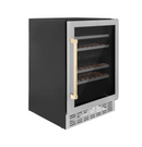 ZLINE 24" Autograph Dual Zone 44-Bottle Wine Cooler in Stainless Steel with Matte Black Accents, RWVZ-UD-24-MB