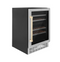 ZLINE 24" Autograph Dual Zone 44-Bottle Wine Cooler in Stainless Steel with Matte Black Accents, RWVZ-UD-24-MB