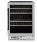 ZLINE 24" Autograph Dual Zone 44-Bottle Wine Cooler in Stainless Steel with Matte Black Accents, RWVZ-UD-24-MB