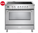 Verona Designer Series 36 Inch Freestanding Electric Range with 5 Element Burners, 5 Cu. Ft. Oven Capacity, Storage Drawer, Manual Clean, Soft Close Oven Door, Dual Convection Fans, Flush Backguard, and Color Matched Control Panel: Stainless Steel