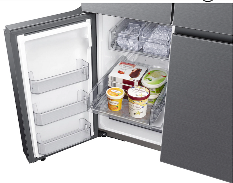 Samung 29 cu. ft. Smart 4-Door Flex™ Refrigerator with Family Hub™ and Beverage Center in Black Stainless Steel