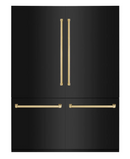 ZLINE 60-Inch Autograph Edition 32.2 cu. ft. Built-in 4-Door French Door Refrigerator with Internal Water and Ice Dispenser in Black Stainless Steel with Gold Accents (RBIVZ-BS-60-G)