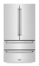 ZLINE Autograph Edition 36-Inch 22.5 cu. ft Freestanding French Door Refrigerator with Ice Maker in Black Stainless Steel with Gold Trim