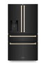 ZLINE Autograph Edition 36-Inch 22.5 cu. ft Freestanding French Door Refrigerator with Ice Maker in Black Stainless Steel with Gold Trim