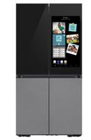 Samsung Bespoke Counter Depth 4-Door Flex™ Refrigerator (23 cu. ft.) with Family Hub™ + in Charcoal Glass Top and Stainless Steel Bottom Panels