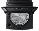 Samsung 5.2 cu. ft. Large Capacity Smart Top Load Washer with Super Speed Wash with 7.4 cu. ft. Smart Electric Dryer with Steam Sanitize+ in Brushed Black