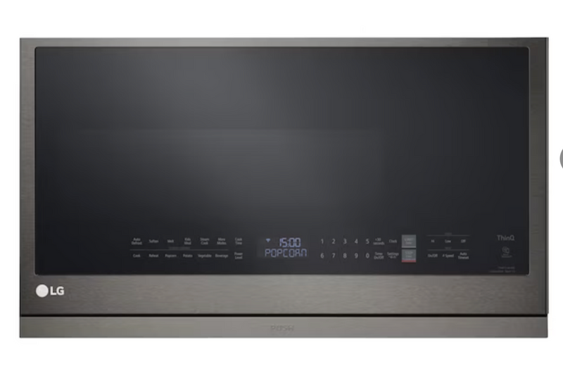 LG 2.1-cu ft 1050-Watt Smart Over-the-Range Microwave with Sensor Cooking (Printproof Black Stainless Steel)
