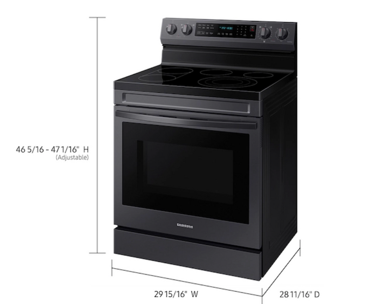 Samsung 6.3 cu. ft. Smart Freestanding Electric Range with No-Preheat Air Fry, Convection+ & Griddle in Black Stainless Steel