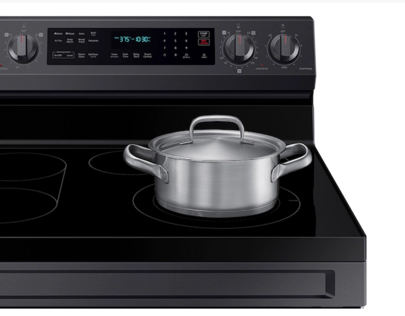 Samsung 6.3 cu. ft. Smart Freestanding Electric Range with No-Preheat Air Fry, Convection+ & Griddle in Black Stainless Steel