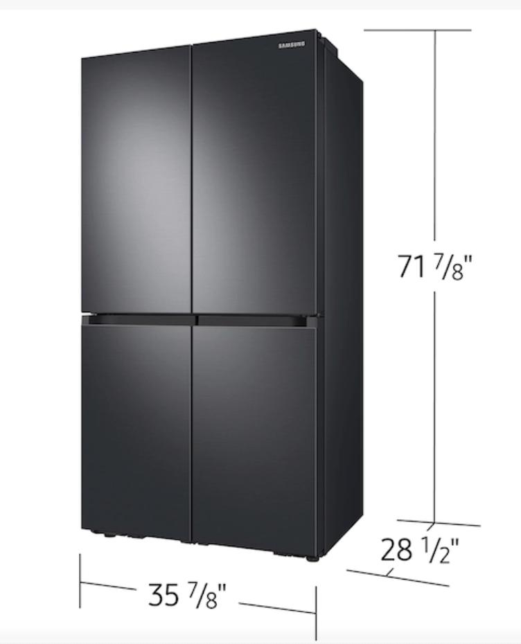 Samsung 23 cu. ft. Smart Counter Depth 4-Door Flex™ refrigerator with AutoFill Water Pitcher and Dual Ice Maker in Black Stainless Steel