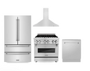ZLINE Kitchen Package with Refrigeration, 30 in. Stainless Steel Dual Fuel Range, 30 in. Convertible Vent Range Hood and 24 in. Tall Tub Dishwasher (4KPR-RARH30-DWV)