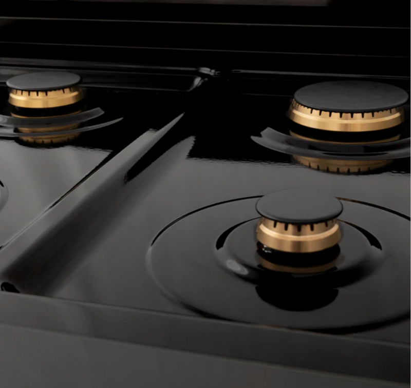 ZLINE Autograph Edition 30 in. Porcelain Rangetop with 4 Gas Burners in Black Stainless Steel and Accents (RTBZ-30)