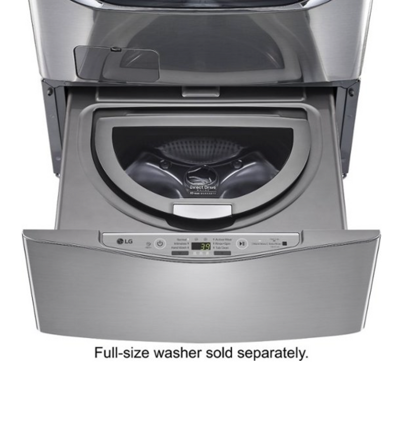 LG - SideKick 1.0 Cu. Ft. High-Efficiency Smart Top Load Pedestal Washer with 3-Motion Technology - Graphite Steel