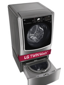LG - SideKick 1.0 Cu. Ft. High-Efficiency Smart Top Load Pedestal Washer with 3-Motion Technology - Graphite Steel