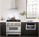 ZLINE Autograph Edition 36 in. 4.6 cu. ft. Dual Fuel Range with Gas Stove and Electric Oven in Stainless Steel with Champagne Bronze Accents