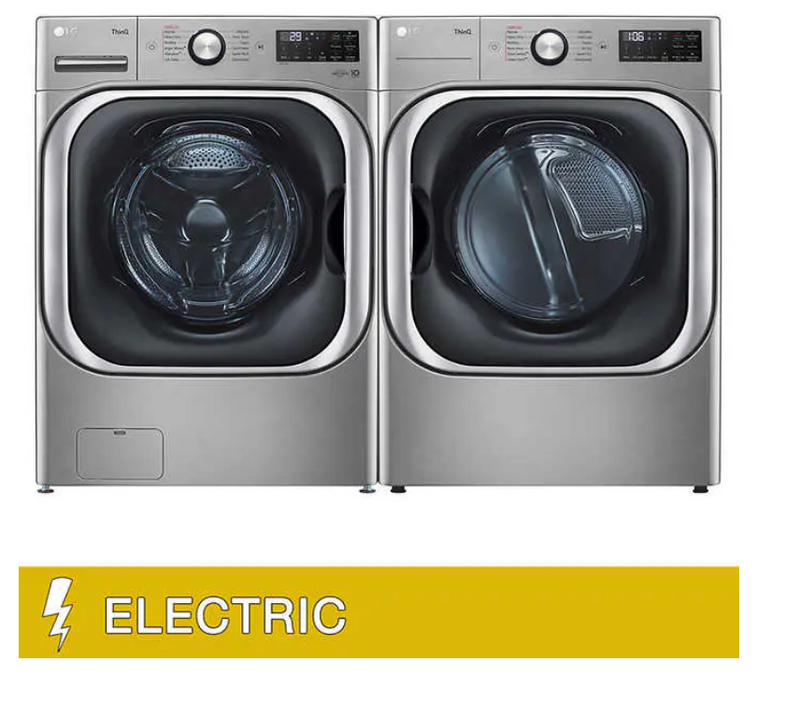 LG 5.2 cu. ft. Mega Capacity Front Load Washer and 9.0 cu. ft. Mega