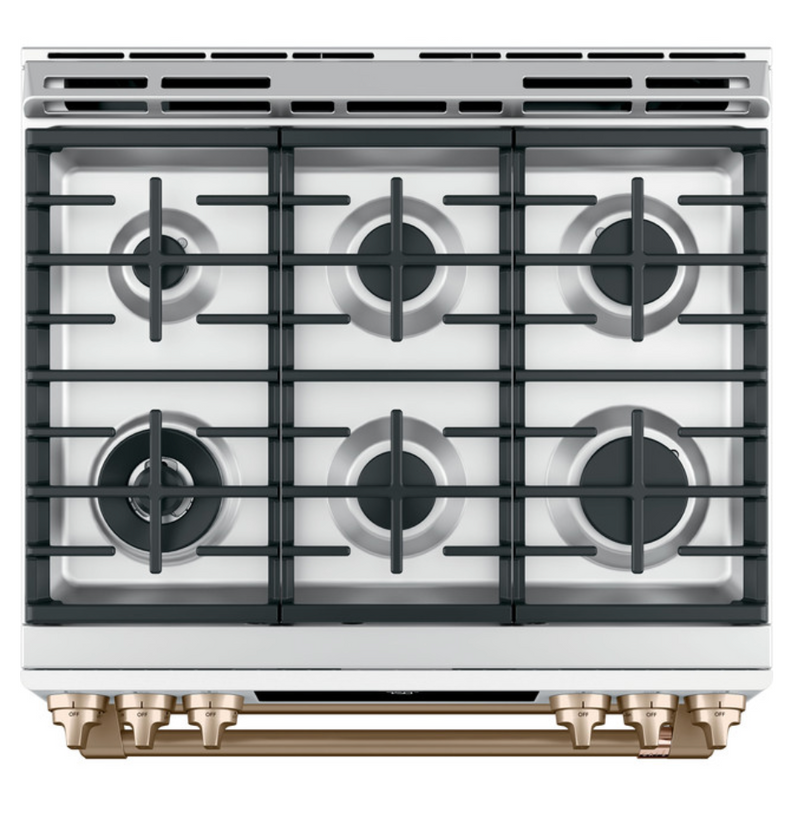 Café™ 30" Smart Slide-In, Front-Control, Gas Double-Oven Range with Convection