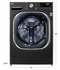 LG - 5.0 Cu. Ft. High-Efficiency Stackable Smart Front Load Washer with Steam and Built-In Intelligence - Black Steel