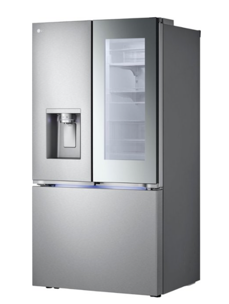 LG - 25.5 Cu. Ft. French Door Counter-Depth Smart Refrigerator with Mirror InstaView - Stainless Steel