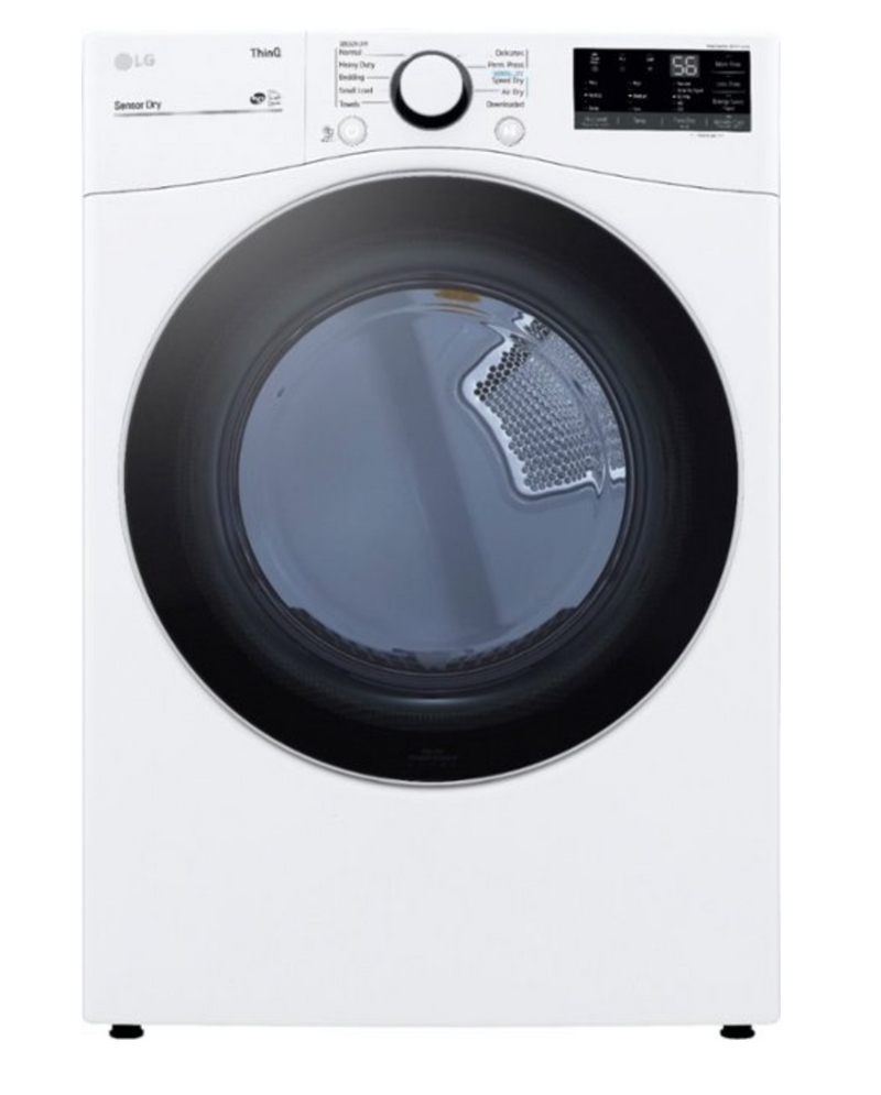 LG - 7.4 Cu. Ft. Stackable Smart Electric Dryer with Built-In Intelligence - White