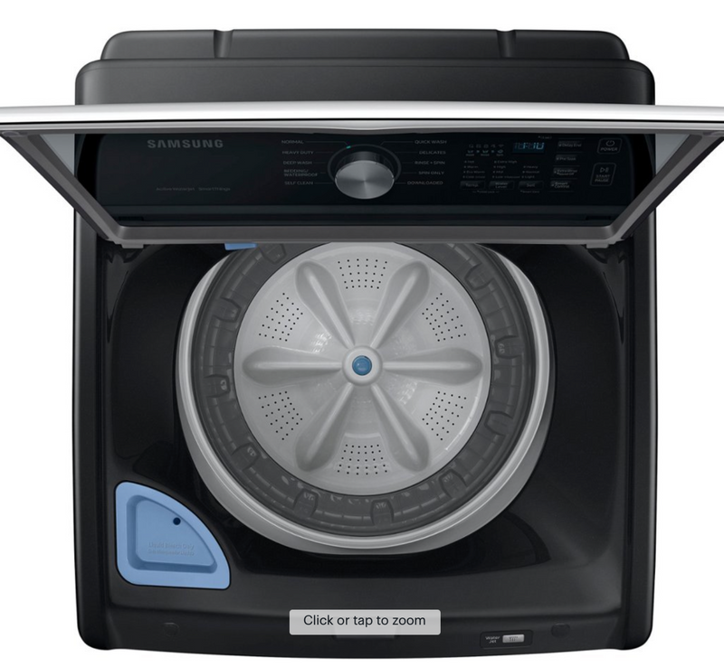 Samsung - 4.7 Cu. Ft. High-Efficiency Smart Top Load Washer with Active WaterJet with 7.4 Cu. Ft. Smart Gas Dryer with Sensor Dry - Black