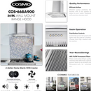 Cosmo 36-in 380-CFM Ducted Stainless Steel Wall-Mounted Range Hood