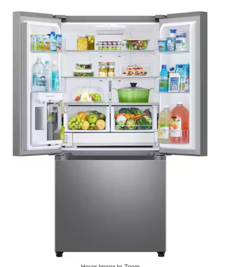 Samsung 33 in. W 25 cu. ft. 3-Door French Door Smart Refrigerator in Stainless Steel with Beverage Center and Dual Ice
