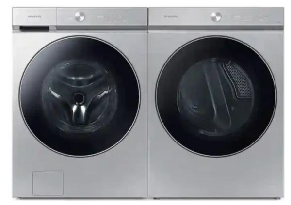 Samsung BESPOKE  SAWFDREAT8900 Side-by-Side Washer & Dryer Set with Electric Dryer and Front Load Washer in Silver