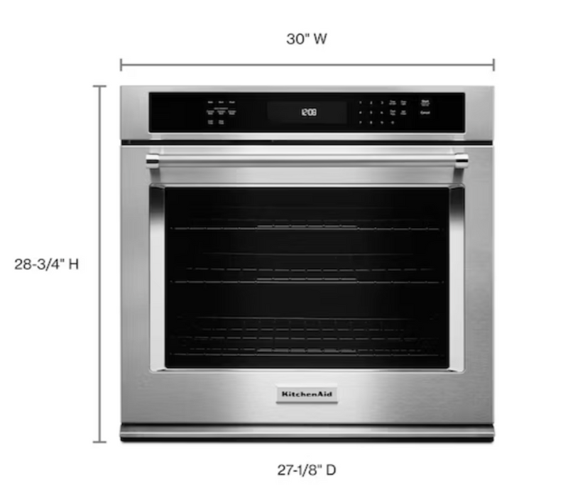 KitchenAid 30-in Single Electric Wall Oven Single-fan Self-cleaning (Stainless Steel)