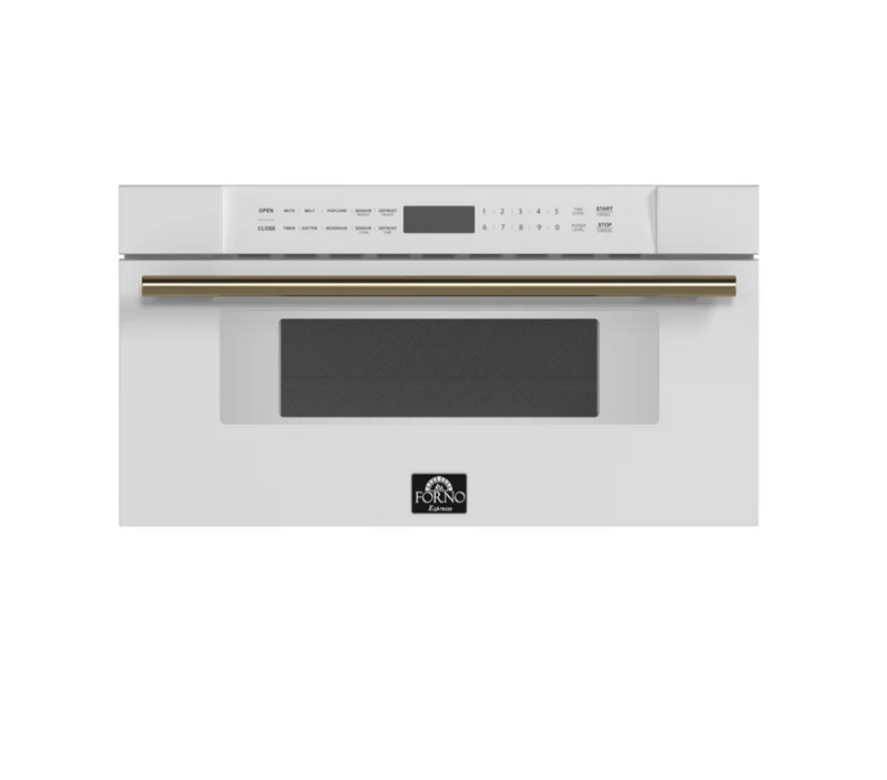 Forno Capoliveri Espresso 30-Inch Microwave Drawer, White, 1.2 cu.ft, 1000 Watts, Built-In, Touch Control LCD Display, Auto-Touch Open/Close, 11 Power Levels, Sensor Cooking. FMWDR3000-30WHT