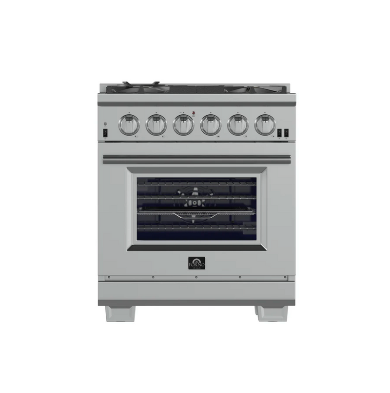 Forno Capriasca 30-Inch Freestanding Gas Range, 4 Burners, True Convection Oven FFSGS6260-30