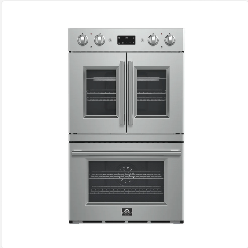 Forno Asti 30-Inch Double Electric Wall Oven with French Doors, Stainless Steel, 7.36 cu.ft Total Capacity, Double Convection Ovens, Air Fry & Sous Vide Functions, Touch Controls FBOEL1340-30