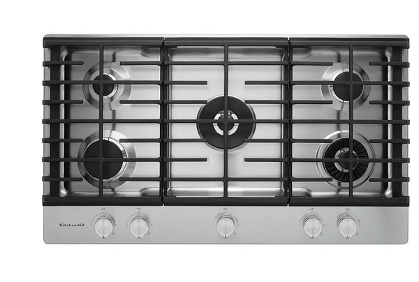 KitchenAid - 36" Built-In Gas Cooktop - Stainless steel Model: KCGS956ESS