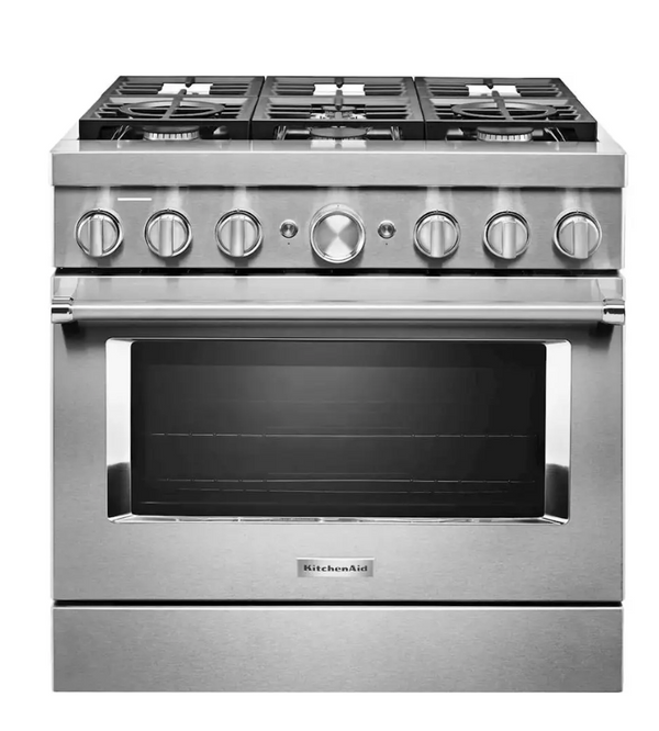 KitchenAid - 5.1 Cu. Ft. Freestanding Dual Fuel True Convection Range with Self-Cleaning - Stainless steel Model: KFDC506JSS