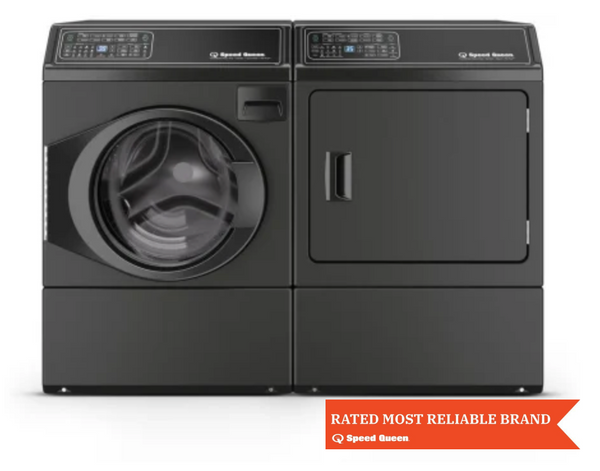 Speed Queen  FFWADREBN7009 Side-by-Side Washer & Dryer Set with Front Load Washer and Electric Dryer in Black