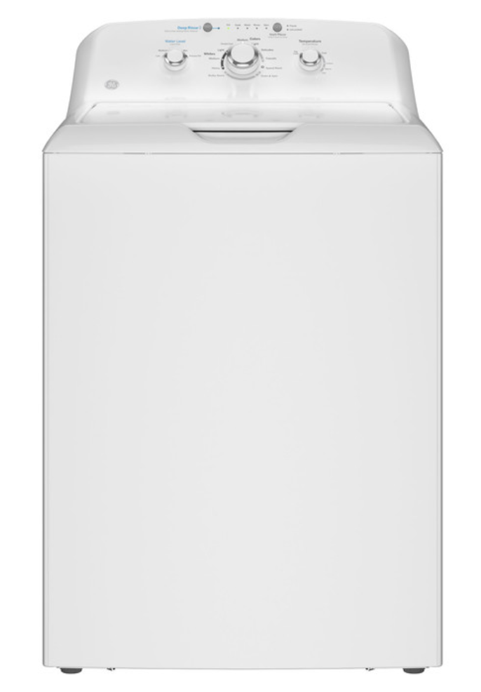 GE® 4.0 cu. ft. Capacity Washer with Stainless Steel Basket and Water Level Control  with GE 6.2 cu. ft. Capacity Electric Dryer with Up To 120 ft. Venting and Shallow Depth