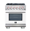 Forno Capriasca 30-Inch Freestanding Gas Range, 4 Burners, True Convection Oven FFSGS6260-30